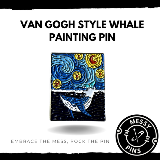 Van Gogh Style Whale Painting Pin