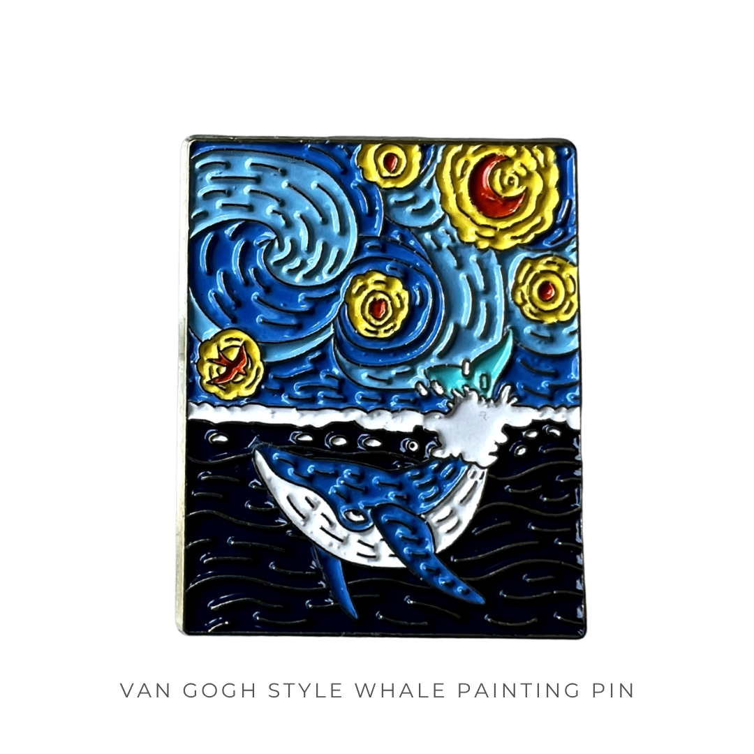 Van Gogh Style Whale Painting Pin