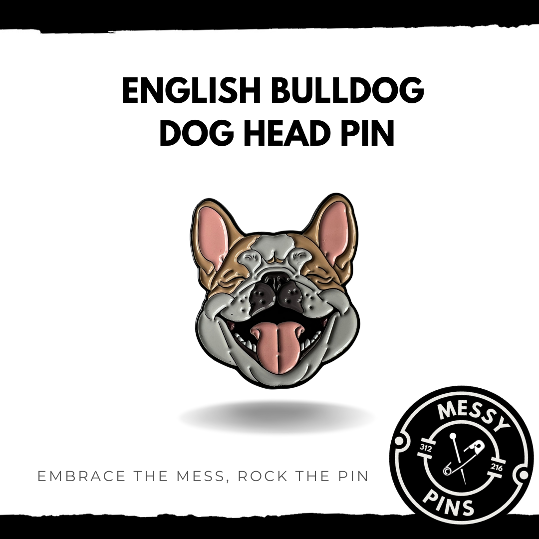 English Bulldog Dog Head Pin